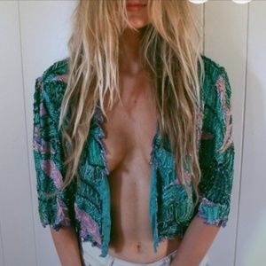 Vintage Tropical Beaded Top